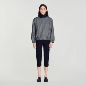 Oversize-Jacke mit Lederkragen