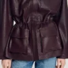 Oversize-Jacke mit Lederkragen
