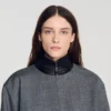 Oversize-Jacke mit Lederkragen