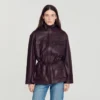 Oversize-Jacke mit Lederkragen