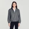 Oversize-Jacke mit Lederkragen