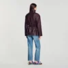 Oversize-Jacke mit Lederkragen