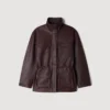 Oversize-Jacke mit Lederkragen
