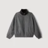 Oversize-Jacke mit Lederkragen