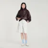 Oversize-Lederjacke mit Reissverschluss