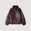 Oversize-Lederjacke mit Reissverschluss