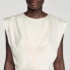 Plissiertes Crop-Top aus Satin
