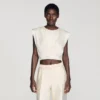 Plissiertes Crop-Top aus Satin