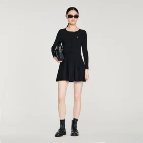 Plissiertes Strick-Minikleid
