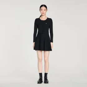 Plissiertes Strick-Minikleid