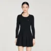 Plissiertes Strick-Minikleid