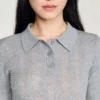 Pointelle-Wollpullover mit Rollkragen