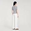 Pointelle-Wollpullover mit Rollkragen