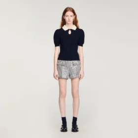 Pullover mit Zopfmuster und abnehmbarem Kragen