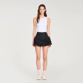 Rüschen-Skort mit Ziernaht