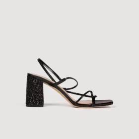 Sandalen mit Glitzerabsatz