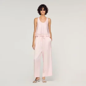 Satin-Top mit Spitze