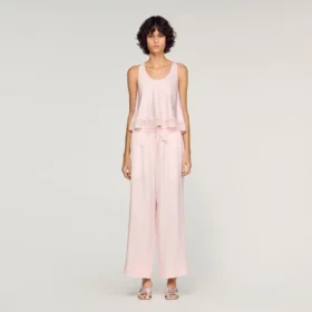 Satin-Top mit Spitze