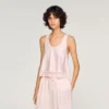 Satin-Top mit Spitze