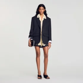 Satinjacke aus Materialmix