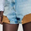Shorts aus Jeans und Wildleder mit Nieten