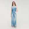 Straight-Leg-Jeans mit Strassverzierung
