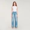 Straight-Leg-Jeans mit Strassverzierung