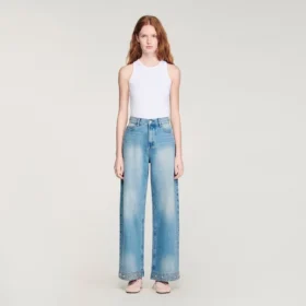 Straight-Leg-Jeans mit Strassverzierung