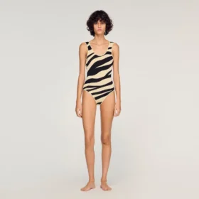 Strick-Body mit Zebra-Print