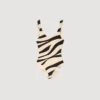 Strick-Body mit Zebra-Print