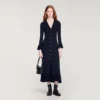 Strick-Maxikleid mit Rüschen