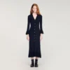Strick-Maxikleid mit Rüschen