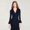Strick-Maxikleid mit Rüschen