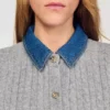 Strickjacke mit abnehmbarem Jeanskragen