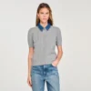 Strickjacke mit abnehmbarem Jeanskragen