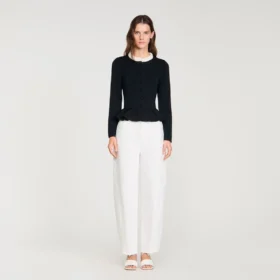 Strickjacke mit abnehmbarem Peplum-Kragen