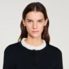 Strickjacke mit abnehmbarem Peplum-Kragen