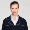 Strickjacke mit Nieten am Blazerkragen