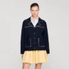 Strickjacke mit Nieten am Blazerkragen