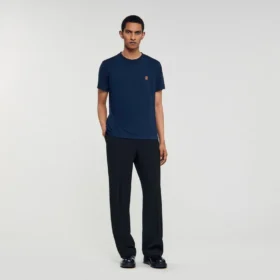 T-Shirt mit Lederlogo