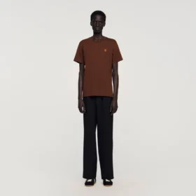 T-Shirt mit Lederlogo