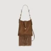Tasche aus Leder und Wildleder mit Fransen