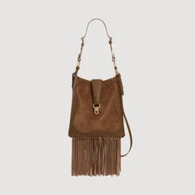 Tasche aus Leder und Wildleder mit Fransen