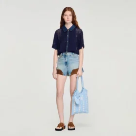 Top aus Häkel- und Jeans-Optik