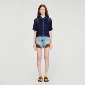 Top aus Häkel- und Jeans-Optik