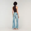Verwaschene Straight-Jeans aus Baumwolle mit Reissverschluss