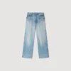 Verwaschene Straight-Jeans aus Baumwolle mit Reissverschluss