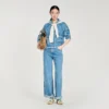 Verwaschene, weite Jeans mit geradem Bein