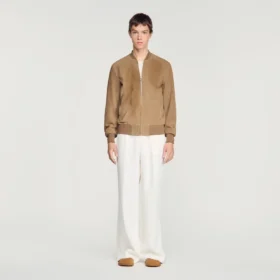 Wildlederjacke mit Reissverschluss und Schlitz