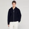 Wolljacke mit Kapuze und Reissverschluss